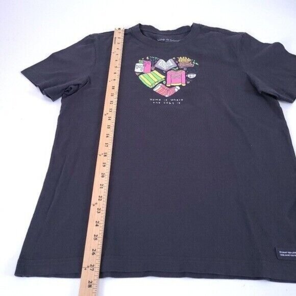 Life is Good NWT Mens Black Crusher Tee T-Shirt Size M Home Cozy Heart - Picture 4 of 10